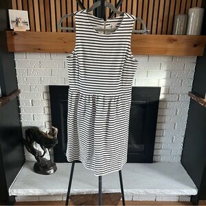 J. Crew Classic Black and White Striped Midi Dress